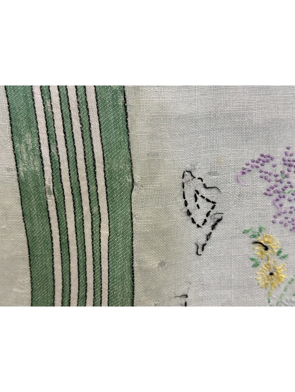 Vintage Embroidered Card Table Tablecloth Topper Floral Flowers READ LOOK Cutter